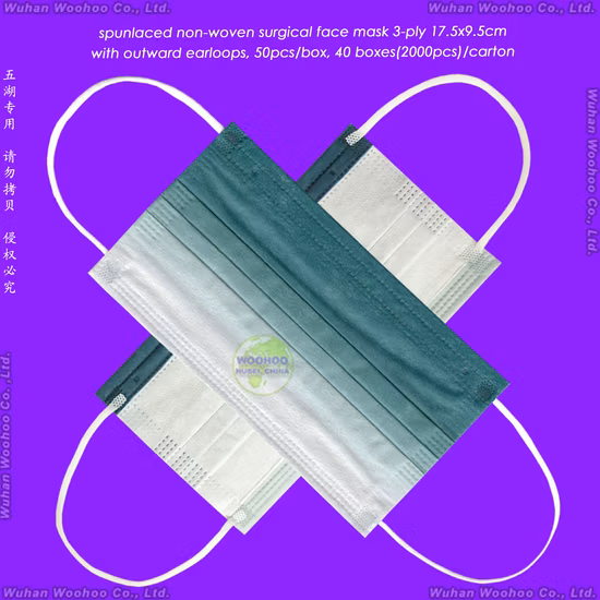 Protective 3ply Earloop/Paper/Lab/Safety 3-Ply Nonwoven Disposable PP Face Mask with Elastic Ear-Loop/Tie-on